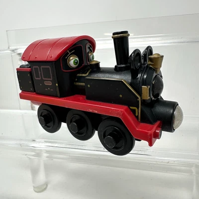 Chuggington Wooden Railway Old Puffer Pete Train Wood Engine Black Red - Image 1 of 4