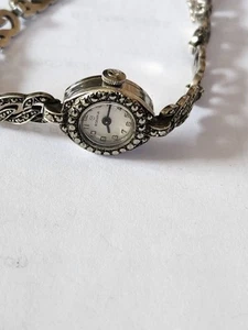 Rodania Ladies Watch Sterling Silver Marcasite Good Working Order - Picture 1 of 10