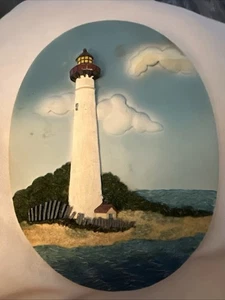 3D Ceramic Cape May, New Jersey Lighthouse Oval Wall Plaque Picture Decor - Picture 1 of 2