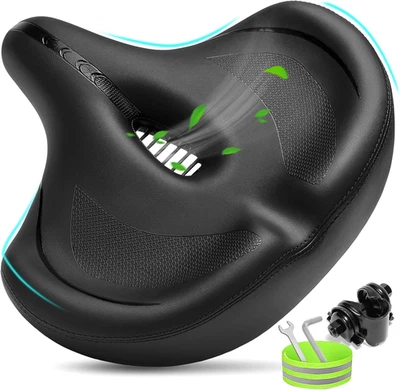 Oversized Bike Seat for Men & Women Comfort, Extra Wide Bicycle Seat Cushion, Co - Image 1 of 4