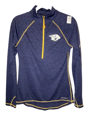 Pullover NHL Oficial Nashville Predators Mujer Media Cremallera Pequeño Azul Marino Foto 1 de 4