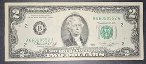 ✯ 1976 Two Dollar Note ✯ BICENTENNIAL ✯ $2 Bill ✯US CURRENCY ✯ B66020552A LS2 - Picture 1 of 2