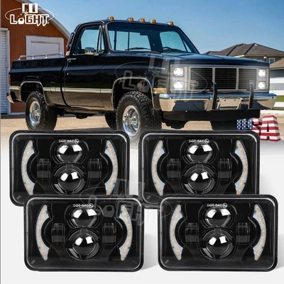 Fit 1981-1988 for GMC Jimmy Sierra Classic 4x4 4PC 130W 4x6" LED Headlight HI-LO - Image 1 of 4