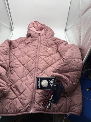 Reebok Girls' Reversible Puffer Jacket, specifically Quilted Winter Coat NWT - Image 1 of 4