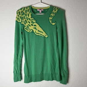 Lilly Pulitzer Pullover Damen Small Alligator Animal Print Goldknopf Pulli - Bild 1 von 4