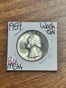 1959 P Washington Silver Quarter Stunning Gem BU Uncirculated MS+ Coin (Raw14382 - Picture 1 of 2