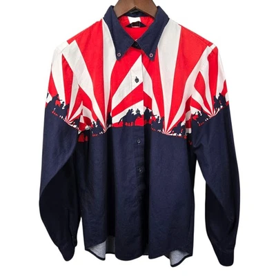 Roper Western рубашка американский флаг ковбой родео на пуговицах длинным рукавом мужской большой? - Изображение 1 из 4