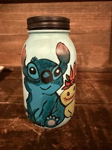 Handbemaltes Einmachglas Lilo und Stich Sparschwein - Bild 1 von 3