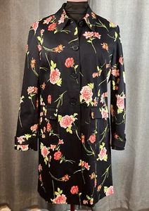 Evan-Picone Navy and Pink Floral Stretch Coat with Pink Lining - XL - Picture 1 of 3