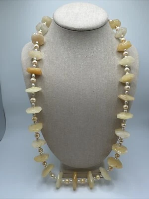 Collar Jay King Grueso Citrino Natural y Genuino Melocotón y Perla Blanca 925 Foto 1 de 4