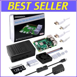 Complete Raspberry Pi 4B Kit: 8GB RAM, 128GB Card, Power Supply & Heatsinks - Picture 1 of 8