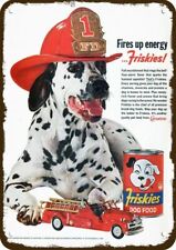 1962 Fireman Dalmatian Dog & Friskies Vintage-Look Decorative Replica Metal Sign