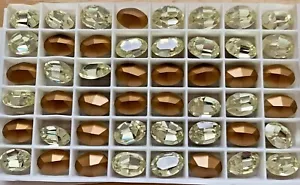 6 Stck. Swarovski 4100 Jonquil 14x10 mm oval geformte Strasssteine goldfoliert - Bild 1 von 2