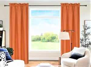  2 PANELS ROD POCKET FOAM LINED THERMAL BLACKOUT WINDOW DRESSING CURTAIN R64 - Picture 1 of 54