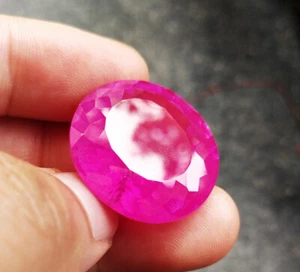 65cts. 26.5x23.5 mm. OVAL PINK RUBY RARE GEMS BIG Like REAL Gem Stone - Picture 1 of 7