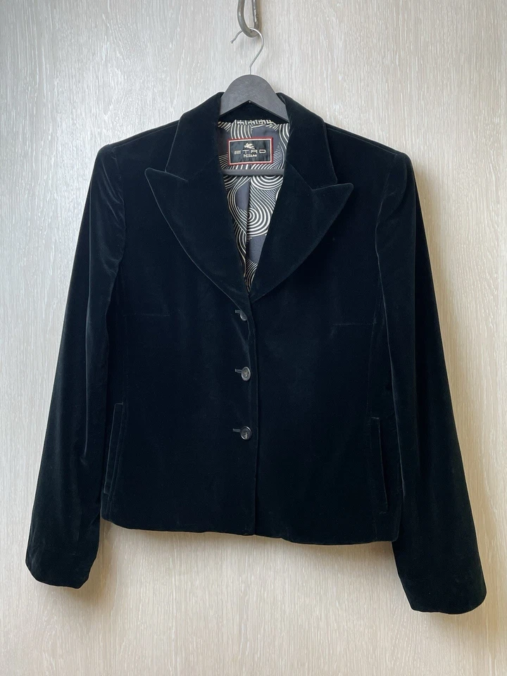 Blazer Etro Milano Terciopelo Seda Dos Botones Frontales Marrón Talla 44 Foto 1 de 4