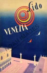 Venezia Lido vintage Italy travel poster 12x18 - Picture 1 of 4
