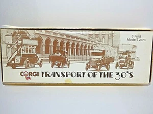 Juego de 3 furgonetas de reparto Ford Modelo T Corgi Transport de los años 30 escala 1/43 - Imagen 1 de 8
