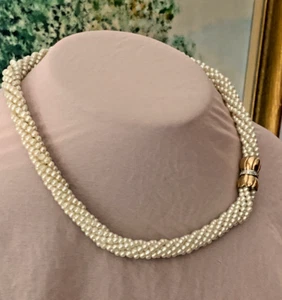 Perlenkette 6 Strang Collier gedreht 925 Silber Verschluss Halskette 42cm - Bild 1 von 7