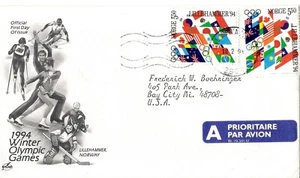 Norway 1994 Winter Olympic Cover with 2 Scott's#1958 5.5 Krona, Great Cover - Picture 1 of 3