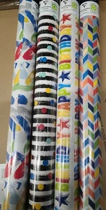 12m (4 x 3m) Gift Wrapping Paper Roll Unisex Happy Birthday Modern art design. - Picture 1 of 2