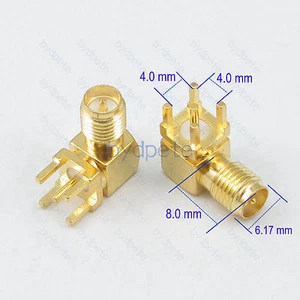 RP-SMA female male pin right angle Panel PCB Mount Square 4.0mm 8.0mm Connector - Picture 1 of 5