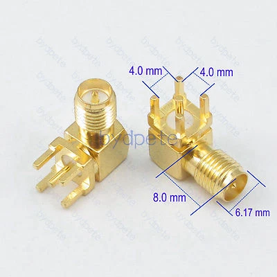 RP-SMA female male pin right angle Panel PCB Mount Square 4.0mm 8.0mm Connector - Image 1 of 4