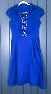 Anni Coco blaues Kleid mit Herzknöpfen Small Medium Valentinstag Retro Mod Twee - Bild 1 von 4