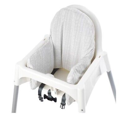 Baby High Chair Cover With Yellow Zipper Gray White Color Feeding Ikea Antilop • 12.49$