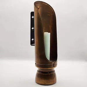 Vintage Kupfer Kammer Kerzenständer Holzsockel schwarz Gusseisen Griff Schild - Bild 1 von 12
