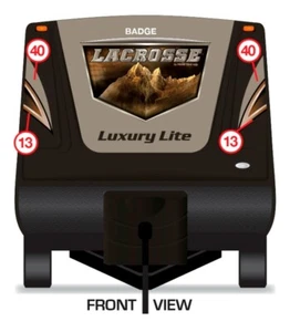 2015 Prime Time Lacrosse Travel Trailer - Front Cap RV Decals - Picture 1 of 3