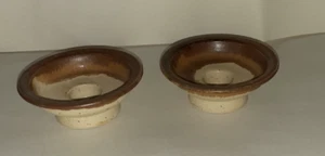 Studio Pottery Swiss Maker Kris Ulster Candleholders Holds 1" Candle Drip Glaze - Picture 1 of 4