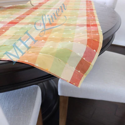 Tampo de mesa de seda amarelo, verde e laranja 50x50 - Imagem 1 de 3