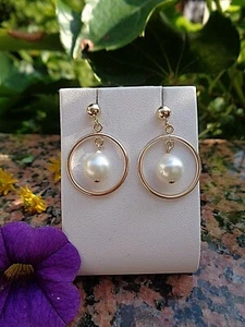 Gold Ohrringe Perlen 14K Gold Filled Perlenohrringe Gold Perlen Ohrstecker - Bild 1 von 7