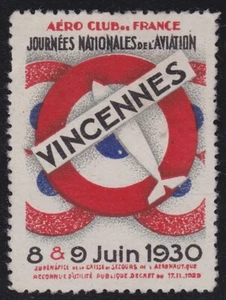 VIGNETTE AERO CLUB VINCENNES Journées Nationales de l' Aviation 1930 Cinderella - Picture 1 of 2