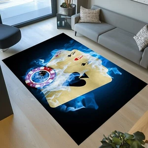 Casino Card Rug, Play Card Art Rug,Game Card Themed Rug,Casino Card Design Rug - Picture 1 of 11