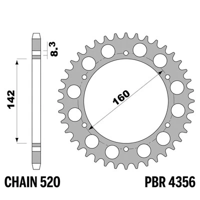 SUZUKI PE 175 1982-1984 pignon arrière PBR pas 520 48 Dents Acier C - Photo 1/4