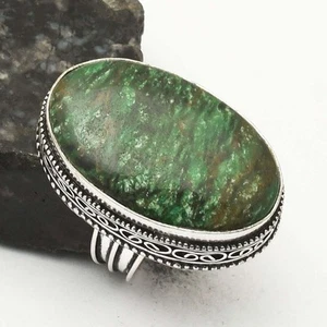 Anello design antico etnico pietra preziosa avventurina verde gioielli misura USA-8 AR 31590 - Foto 1 di 1