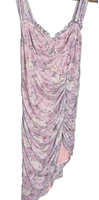 Mujer Vestido Rosa Floral Encaje Acanalado Babydoll Princesa Hada XL Coqueta Foto 1 de 4