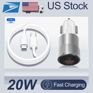 US Fast USB Type C Car Charger For Samsung A15 A25 A35 A03s and USB-C SYNC Cable - Picture 1 of 17