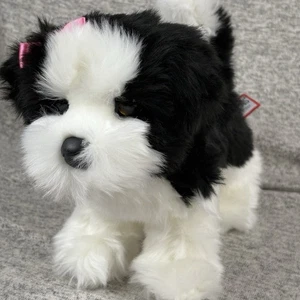 Peluche de peluche DOUGLAS SHIH TZU para perros negro blanco rosa lazo - Imagen 1 de 13