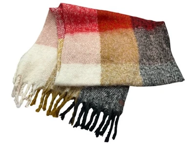 Lucky Brand Manta Gruesa Bufanda Unisex Cuadros Suave Gran Tamaño Invierno Rojo Mostaza Foto 1 de 4