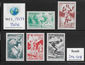 WC1_15237. MONACO. 1948 LONDON'S OLYMPICS set. Sc. 204-208. MNH - Picture 1 of 1