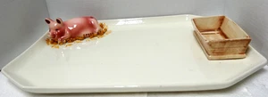 Ceramic Serving Tray Hand Painted Pig with Trough Whimsical - Picture 1 of 11