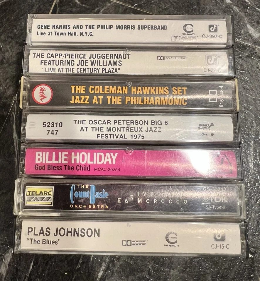 Jazz Cassette Tape Lot. 7 Tapes Total. Verve. Oscar Peterson. Plas Johnson. More - Image 1 of 1