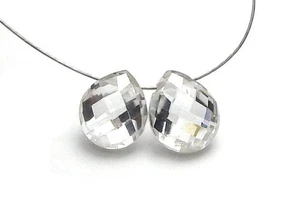 2 cuentas lágrima facetadas de diamante blanco de 7 mm 3 quilates - Imagen 1 de 2