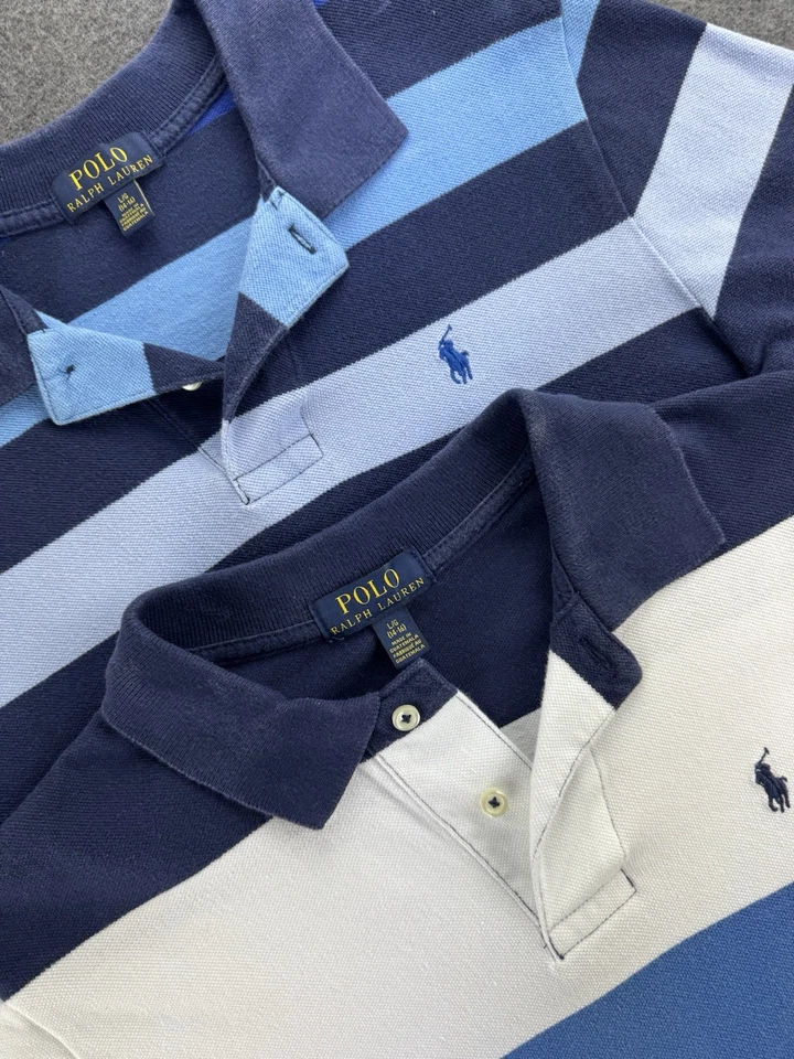 Polo Ralph Lauren Polo Shirts Lot Of 2 Striped Youth Big Boys Large 14-16 Pony - Image 1 of 4