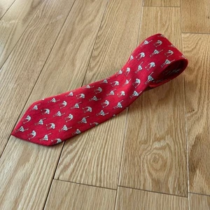 Vintage Hermes 7636 100% Seide Krawatte rot grün Strauß steckt Kopf in Sand - Bild 1 von 8