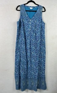 Maxi Vestido Pure Jill Azul Floral Sin Mangas Algodón Talla L WDR293301 - Imagen 1 de 12