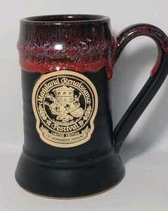 MARYLAND RENAISSANCE FESTIVAL Stein Mug 2016 Grey Fox Pottery Black/Red Drip - Picture 1 of 13